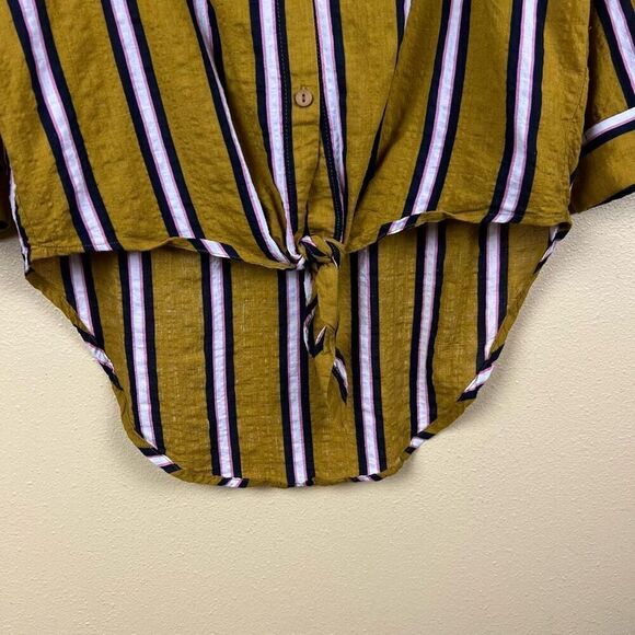 Favlux Fashion Blouse Tops Striped Mustard Size S - Picture 4 of 7